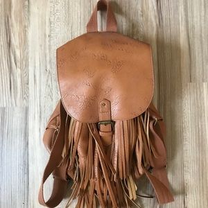 Tan Faux Leather Mossimo Fringe Backpack